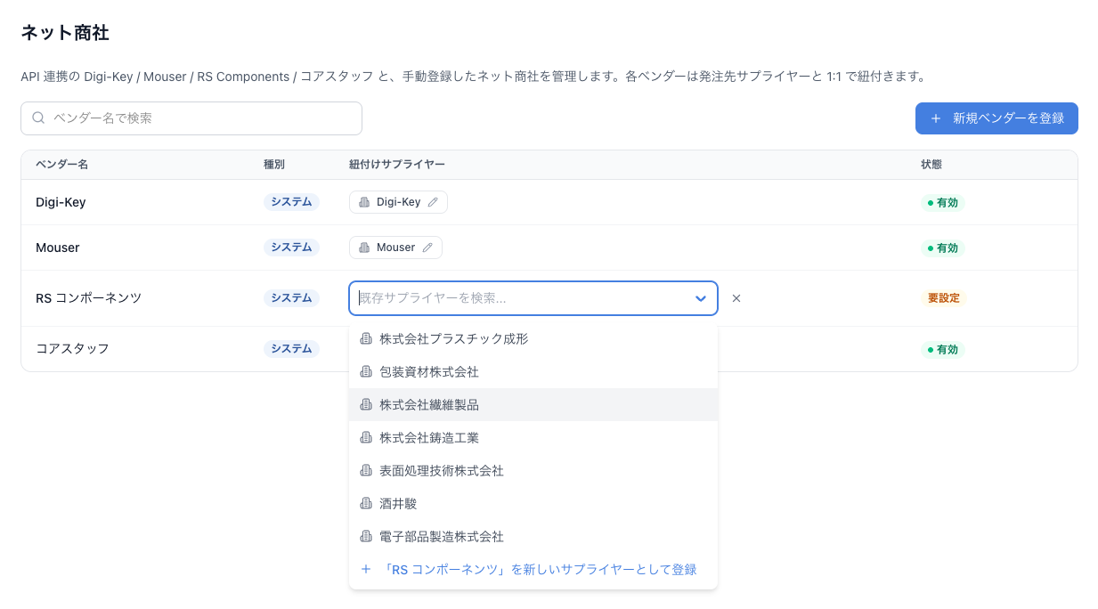 サプライヤー選択